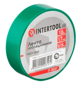 Стрічка ізоляційна Intertool зелена 17ммх10м (IT-0031)