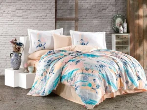 Комплект постільної білизни Hobby Exclusive Sateen Brisha бірюзовий 200х220см євро (44903)