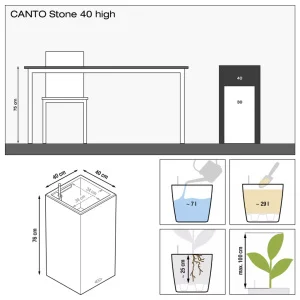 Вазон Lechuza Canto Stone High 40 світло-бежевий 40x40x76см 29л (13621)