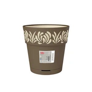 Горщик з автополивом Stefanplast Opera Gaia круглий капучино/ваніль 25х25см 7,5л (88502)