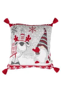 Фото наволочка вязаная прованс веселые серые гномы 45х45см (037490)