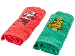 Фото набор вафельных полотенец для кухни nilteks сhristmas chr-011 40x60см 2 предмета (725-028)