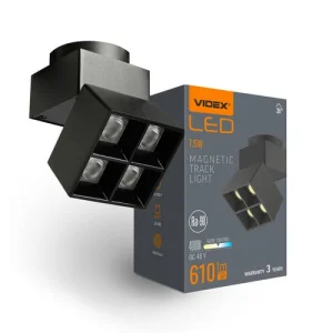Фото светильник магнитный трековый videx le24b 7.5w 4000k 48v black (vl-trms-le24b)
