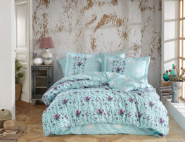 Фото комплект постельного белья hobby poplin cloudia бирюзовый 200x220см евро (54124_2,0)