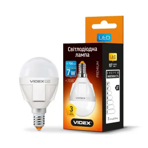 Лампа VIDEX PREMIUM G45 7W E14 3000K (VL-G45-07143)