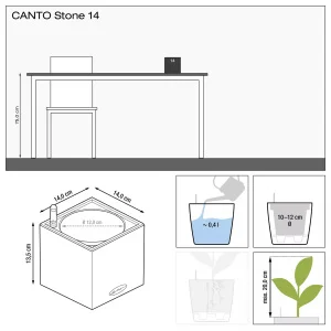 Вазон Lechuza Canto Stone 14 світло-бежевий 14x14x13,5см 0,4л (13471)