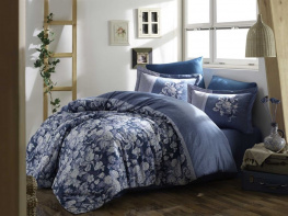 Фото комплект постельного белья hobby exclusive sateen amalia синий 200x220см евро (141223)