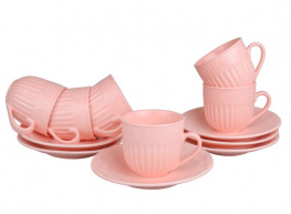 Фото чайный сервиз lefard ажур розовый 12 предметов (722-123)