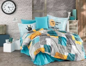 Комплект постільної білизни Hobby Poplin Bermuda бірюзовий 200x220см євро (42954_2,0)