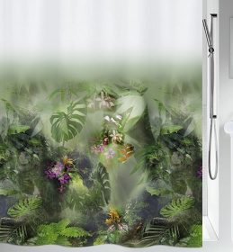 Фото шторка для ванной spirella jungle polyester зеленая 180x200см (10.20157)