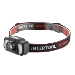 Фото фонарь налобный intertool storm аккумуляторный xpe, 6smd, 2red led (lb-0311)