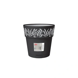 Фото горшок с автополивом stefanplast opera gaia круглый графит/светло-серый 20х19см 3,2л (88403)