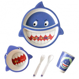 Фото набор детской посуды uft акула с бамбука 5 предметів (uftbp2)