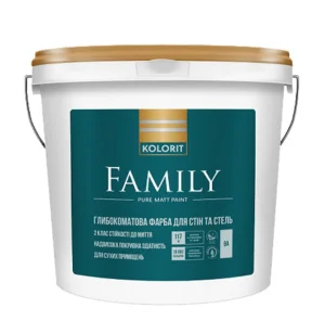 Краска интерьерная акриловая Kolorit Family глубоко-матовая база А 4,5л