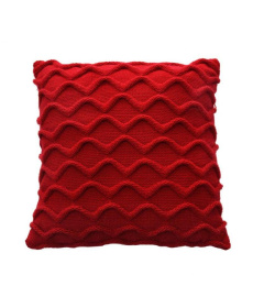 Фото подушка декоративная прованс волны вязаная красная 33х33см (027420)