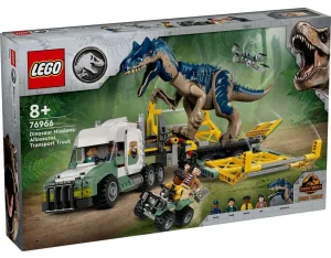 Фото конструктор lego jurassic world миссии динозавров: грузовик для перевозки аллозавра 588 деталей (76966)