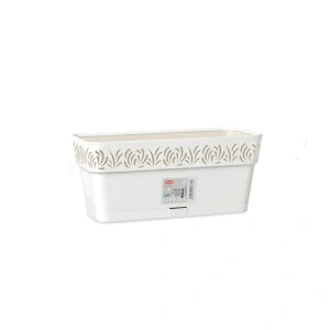 Горщик з автополивом Stefanplast Opera Gaia прямокутний білий/травертин 30x13x12см 2,7л (88700)