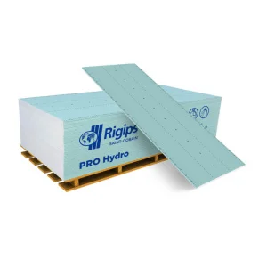 Гіпсокартон стіновий вологостійкий Rigips Pro Hydro typ H2 (GKBI) 12,5x1200x2000мм