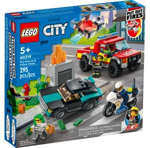 Фото конструктор lego city пожарная спасательная служба и полицейское преследование 295 деталей (60319)