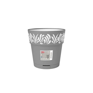 Фото горшок с автополивом stefanplast opera gaia круглый серый/белый 20х19см 3,2л (88401)