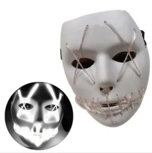 Фото неоновая маска для вечеринок uft led mask 1 white с подсветкой (uftmask1white)
