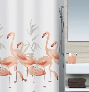 Шторка для ванної Spirella Flamingo polyester рожева 180x200см (10.16355)