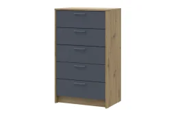 Фото комод doros ронди дуб артизан/графит 5 ящиков 60х40х100 (41516188)