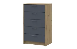 Фото комод doros ронди дуб артизан/графит 5 ящиков 60х40х100 (41516188)