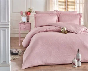 Комплект постільної білизни Hobby Exclusive Sateen Diamond Damask пудровий 200х220см євро (138100)