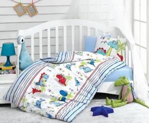 Комплект постільної білизни Cotton Box для новонароджених Dino Mavi 100x150см (CB_08007756)