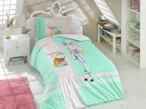 Комплект постільної білизни HOBBY Poplin Street Fashion м'ятний 160x220см півтораспальний (30739_1,5)