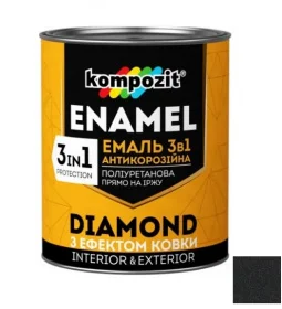 Эмаль антикоррозийнная Kompozit DIAMOND 3в1 черная 0,65л