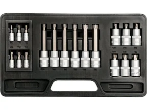 Набір головок торцевих з бітами YATO TORX 1/2"-1/4" T10-T60 18шт (YT-7751)