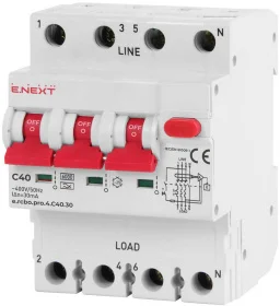 Дифференциальный автомат E.Next 3-п+N e.rcbo.pro. C 40А 30мА (p0720018)