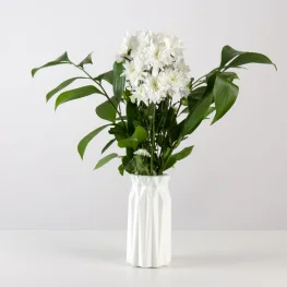 Фото ваза декоративная mvm dh-flowers-01 77х85х180мм белая (dh-flowers-01 white)