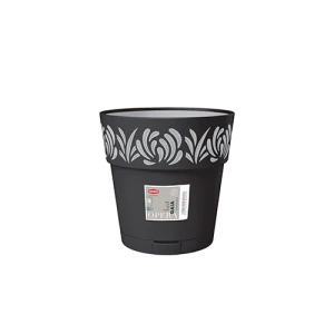 Горщик з автополивом Stefanplast Opera Gaia круглий графіт/світло-сірий 15х15см 1,5л (88303)