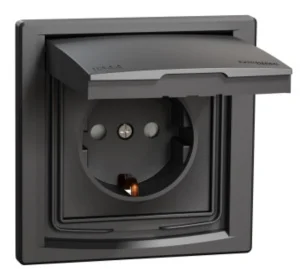 Розетка з кришкою Schneider Asfora EPH3100371 IP44 антрацит