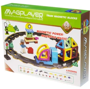 Фото конструктор magplayer поезд 68 элементов (mpk-68)