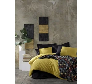Комплект постільної білизни із пледом Cotton Box Plain Hardal Siyah 200x220см (CB_010077731)
