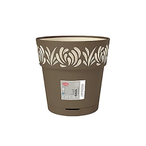 Фото горшок с автополивом stefanplast opera gaia круглый капучино/ваниль 30х29см 11,8л (88602)