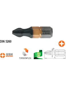 Набір біт USH DIATIN Phillips PH3x25мм 10шт (UUSG0032344)