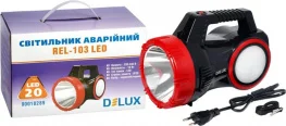 Фото аварийный светильник delux rel-103 4v 6ah 20led 10w 220х120х120мм (90018289)