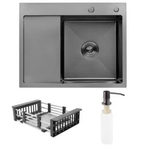 Кухонна мийка Kroner KRP Schwarze 6350RHM PVD (CV031323)