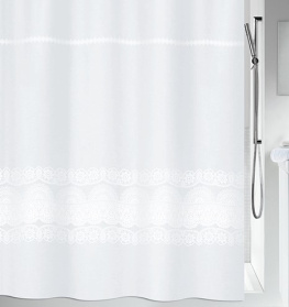 Фото шторка для ванной spirella broderie polyester белая 180x200см (10.20116)