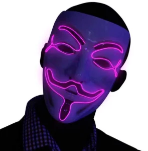 Фото неоновая маска uft led mask 2 violet гая фокса с подсветкой (uftmask2violet)