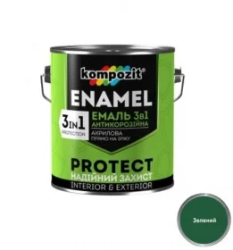 Эмаль антикоррозийнная Kompozit PROTECT 3в1 зеленая 20кг