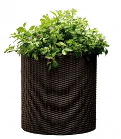 Фото плетеный цветник medium cylinder planter коричневый