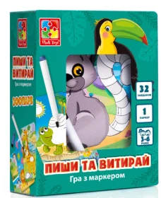 Фото настольная игра vladi toys пиши и вытирай зоопарк (vt 5010-20)