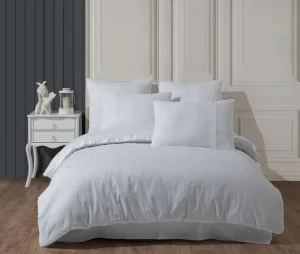 Комплект постільної білизни Hobby Premium Sateen 300TC Stripe Beyaz білий євро (68558_2,0)