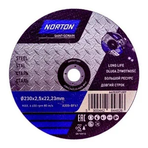 Диск відрізний по металу Norton 230x2,5x22,2мм (66253371207)